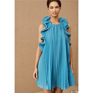 AMUR Mimi Plissé Minidress In Aquarius Blue - Size 6